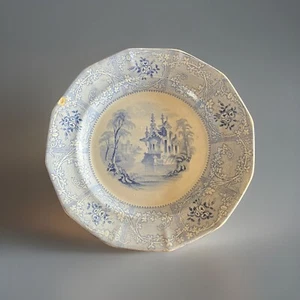 Antiker Davenport Transferware Eisenstein Teller, Triburg Muster, 9,5", um 1830 - Bild 1 von 7
