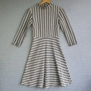 Veronika Maine Dress Sz 8 Black White Stripe Fit Flare Business Office Event - Picture 1 of 9