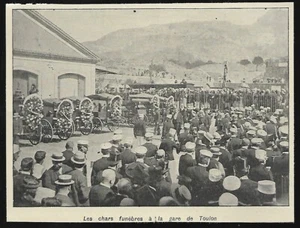 1908 -- LES CHARS FUNEBRES A LA GARE DE TOULON 3S564 - Foto 1 di 1