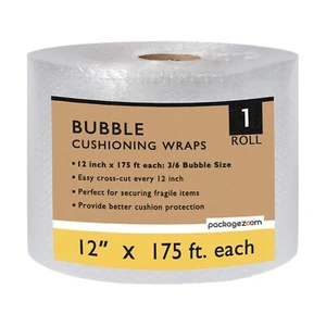 Bubble Cushioning Wrap 12 Inch x 175 Feet Perforated Every 12” Shipping Pa - Picture 1 of 2