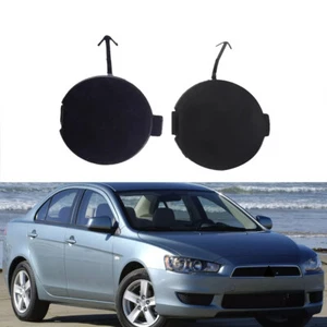 Tapa de cubierta de ojo de gancho de remolque 2 piezas parachoques delantero y trasero para Mitsubishi Lancer 2008-2016 - Imagen 1 de 7