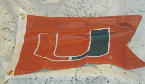 UNIVERSITY OF MIAMI  HURRICANES ORANGE U 11" X17" BOAT/YACHT FLAG 34531  NEW Cover