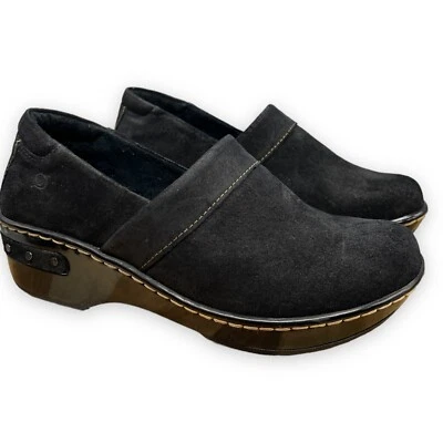 Zuecos Born para mujer talla 6,5 Bailie negros gamuza cuero informales sin cordones espalda cerrada Foto 1 de 4