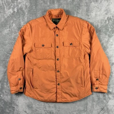 Chaqueta Eddie Bauer Para Hombre Mediana Naranja Plumón de Ganso Puffer De Colección Invierno Abotonada Foto 1 de 4
