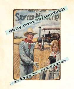 1914 Sawyer-Massey Hamilton Canada farm Kerosene tractor tin sign - Picture 1 of 4