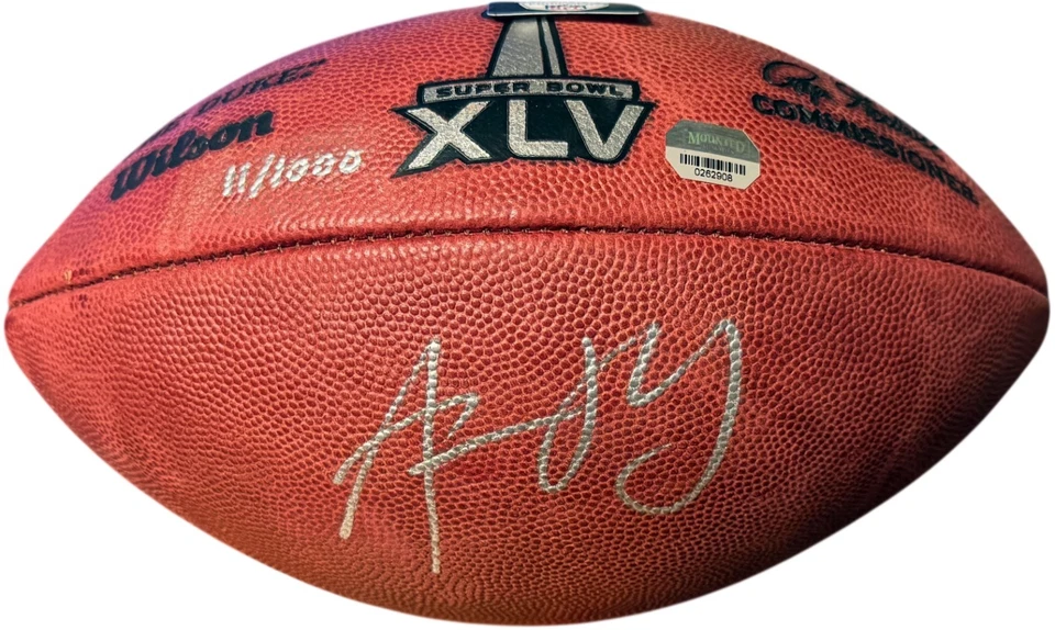 Aaron Rodgers Firmado OFC NFL Nuevo Duke Super Bowl XLV Logo Fútbol - Holo Montado Foto 1 de 1
