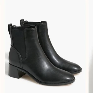 J. Crew Factory Black Leather Ankle Boots, size 12 - Picture 1 of 6