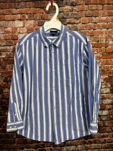 Cherokee Button Down Long Sleeves Polo Shirt Boys Blue Stripes Small (9-12) - Picture 1 of 11