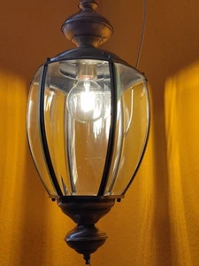 Vintage Pendelleuchte Messing / geschliffenes Glas, Eingangsbereich - Bild 1 von 10