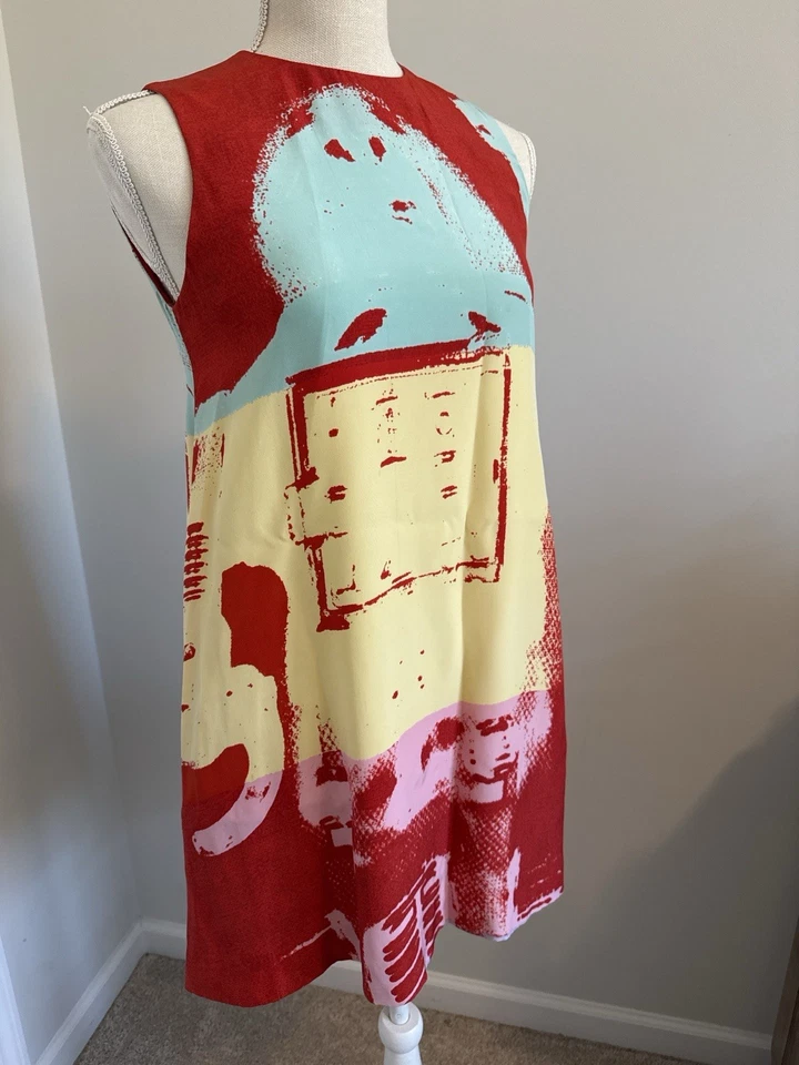 Vestido Vintage Stephen Sprouse Andy Warhol Estampado em Tela Tamanho 42  - Imagem 1 de 4