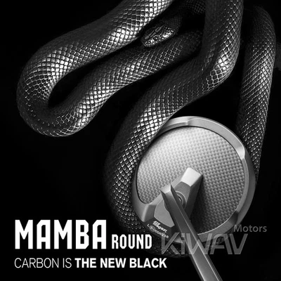 Bar end mirrors round mat black carbon for Moto Guzzi Audace V9 threaded OEM bar - Imagem 1 de 4