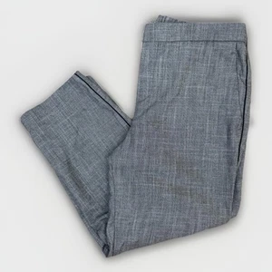 Old Navy Grey Flat Front Dress Trousers Black Side Stripe Modern Size 14 Pants - Picture 1 of 10