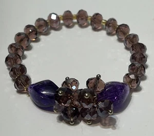 Purple Crystal Cluster Bracelet  - Picture 1 of 2