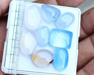Blue Chalcedony Mix Cabochon Cut Loose Gemstone Lot 69.00 Ct 12*15 mm 8 Pcs - Picture 1 of 4