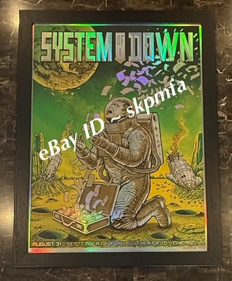 SYSTEM OF A DOWN Foil Poster Framed💯 Official🧑‍🚀 Soldier Field Emek READ!! - Image 1 of 4
