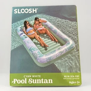 Sloosh aufblasbare Bräunung Pool Liege Schwimmer, 85" x 57" cyan weiß - Bild 1 von 5