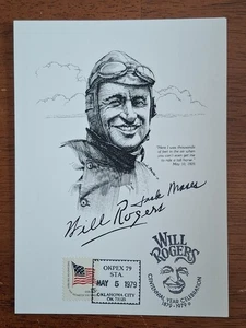 Firmado por el artista Jack Moses OKPEX 1979, celebración del centenario de Will Rogers - Imagen 1 de 2
