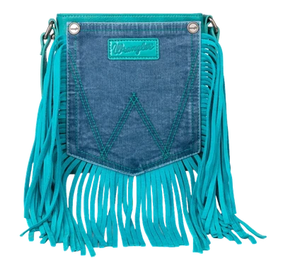 Bolso Bandolera Wrangler Damas Cuero Flecos Denim Turquesa WG44-8360TQ Foto 1 de 3