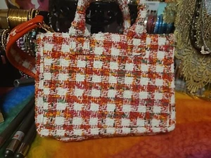 Do Everything In Love Tweed Red White Checkered Handbag - Picture 1 of 3