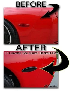 C5 Chevy Corvette REAR SIDE MARKER LIGHTS Blackouts Blackout Covers Z06 Ls1 Ls6 - Picture 1 of 7