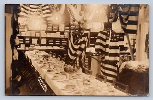 K5/ Patriotic RPPC Postcard c1910 Patriotic Dinner Room Flags 391 - Picture 1 of 4
