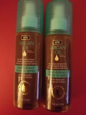 2 PACK ELITE ESSENTIALS ARGAN OIL HEAT DEFENSE LEAVE IN SPRAY 150 ML  EACH - Изображение 1 из 3