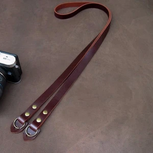 Tracolla collo fotocamera vera pelle per fotocamera reflex DSLR vintage nuova - Foto 1 di 19