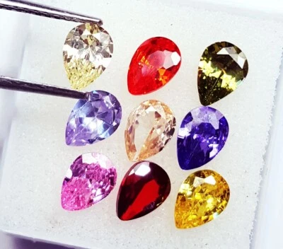 Lote de 9 piezas de piedras preciosas sueltas de 6x4 mm con forma de pera de zafiro de color mezclado natural Foto 1 de 4