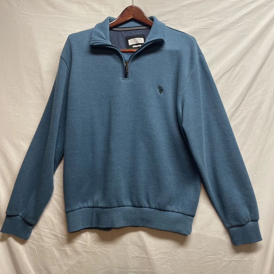 U.S. Polo Assn Black Mallet Classic 1/4" Zip Pullover Sweater LS Blue Men's XL - Image 1 of 4