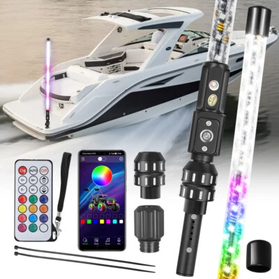 Luz de popa LED de 3 pies 360 ° para barco látigo navegación RGB luz de anclaje de popa todo redondo Foto 1 de 4