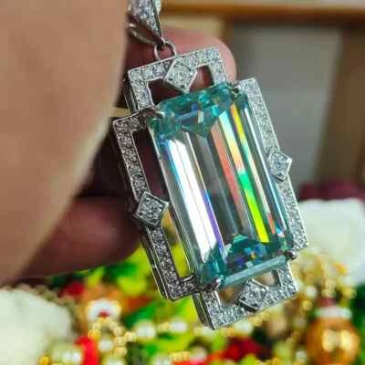 RARO Colgante solitario de diamantes azules tratados de 18 quilates de plata de ley 925 certificado Foto 1 de 4