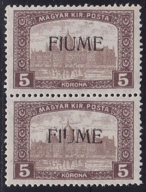 1918-19 Fiume, n° 20 5k. marron et marron clair MNH/** PAIRE