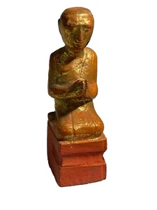 Antique Carved Wooden Polychrome Buddha - Picture 1 of 15