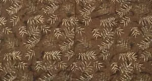 Brown Green Palms Leaves Batik Fabric 1.2 yds x 0.9 yd Quilts Sewing Crafts - Imagen 1 de 1