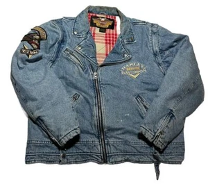 VTG Harley Davidson Biker Insulated Jean Jacket Size XL AM8 - Picture 1 of 8