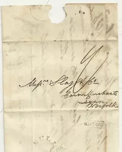 c.1833 CAFO INCORNICIATO LETTERA TROPPO TARDIVA AI RE LYNN MERCANTE DI MAIS - UN CAVALLO PER £35 - Foto 1 di 2