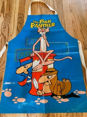Delantal vintage PINK PANTHER adulto algodón/vinilo utensilios de cocina años 70 retro ¡En muy buena condición! Foto 1 de 4
