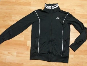 VTG 90s Nike Full Zip Athletic Track Jacket Gray Tag Black Youth Size Large - Picture 1 of 5