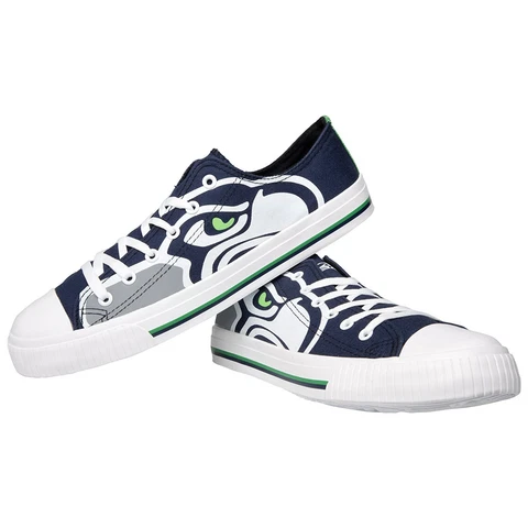 NFL Seattle Seahawks Men's Big Logo Low Top Canvas Shoes Sneakers Cover