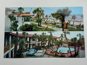 Daytona Beach FL Leuchtfeuer am Meer Motel Außenpool Autos 1960er Postkarte - Bild 1 von 2