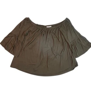 Blusa Sobre Verde Para Mujer 1X Verde Años 70 Retro Fuera del Hombro Hippie Camisa - Imagen 1 de 11