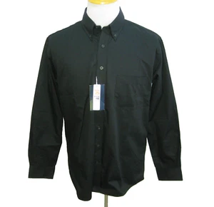 New Solid Black Mens (Size Medium) Long Sleeve Button Down Dress Shirt Easy Care - Picture 1 of 5