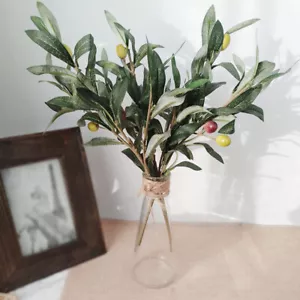Artificial Fake Olive Leaves Olive Tree Branches Green Leaf Plants Home De XL - Picture 1 of 7