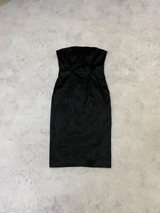 Vintage Just Cavalli Womens Black Velvet Monogram Corset Mini Dress Size 40 - Picture 1 of 21