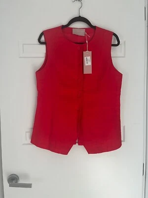White Closet Red Linen Vest Top – Size 14 - 5+ items free AU post - NEW - Image 1 of 4