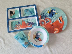 Disney Finding Nemo Melamine Toddler Kids Dinnerware Plate Bowl Cup Set of 4 - Picture 1 of 9