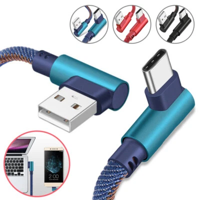 2M Type-C 90 Degree Right Angle USB C 3.1 Fast Data Sync Charging Charger Cable - Image 1 of 4