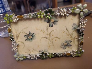 Floral Enamel Photo Frame With Genuine Austrian Crystals - Picture 1 of 6