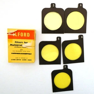 Filtros Ilford vintage para papel multigrado 5 filtros en soportes de cartón 371 - Imagen 1 de 4