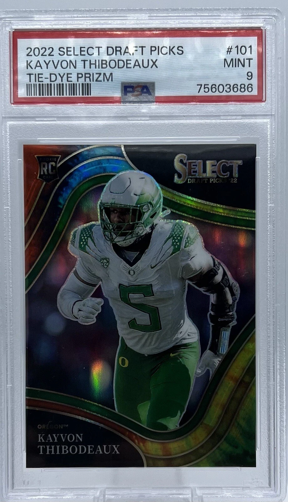 2022 SELECT SUITE LEVEL ROOKIE TIE- DYE PRIZM KAYVON THIBODEAUX RC 25/25